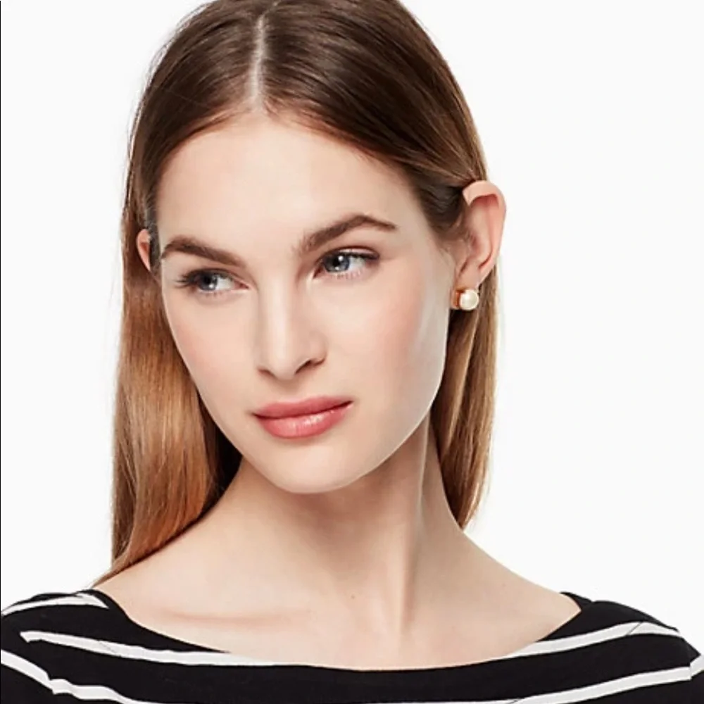 Kate Spade Pearl Gumdrop Stud Pierced Earrings Oversized Minimalist Jewelry NWT
